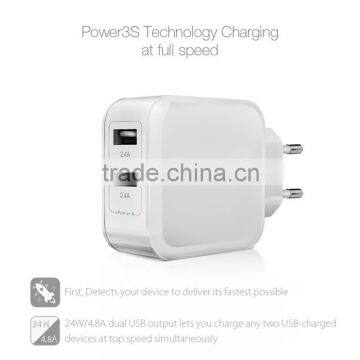 5V 4.8A 24W Daul Usd Wall Charge CE FCC for Mobile