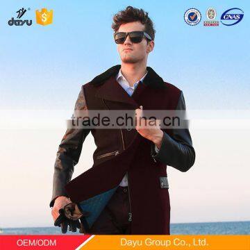 Regular fit V-neck cheap fleece jacket men wool coat winter trench coat men