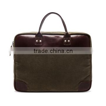 leather waxed cotton canvas laptop briefcase