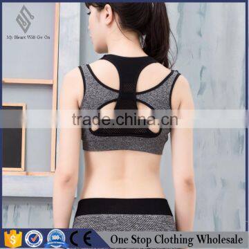 Double professional sports underwear short half vest shockproof fied fitness running BRA fake two bra female summer sports bra