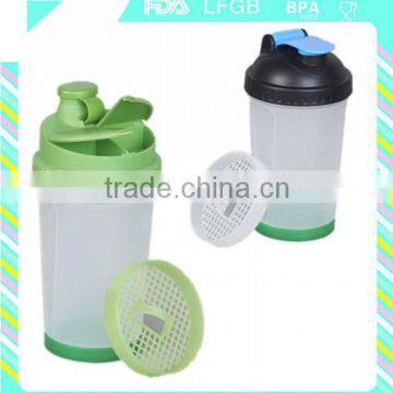 600ml powder shaker bottle BPA free with filter or ball