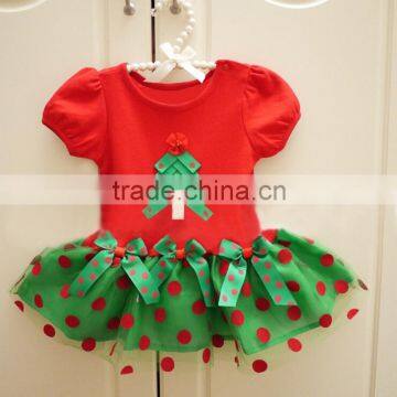 organza tutu dresses red green Christmas baby one-piece suit