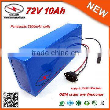 72V DC Battery Charger 20S4P Small Size 72V 10Ah Panasonic Electric Bike Battery with 30A BMS