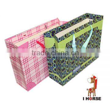 colorful ribbon handle paper bag with logo print