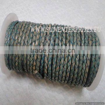 Braided Leather cords -Breided Leather cords 3 mm Sea Blue