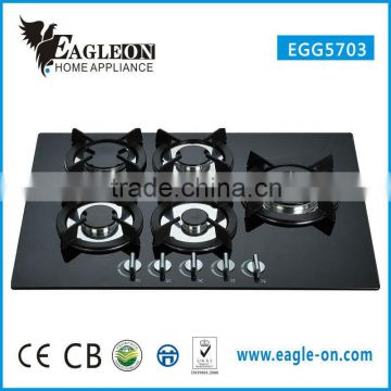 EGG5703 70cm temper glass built-in gas stove/ gas hobs / gas cooktop/ 5 Sabaf burners