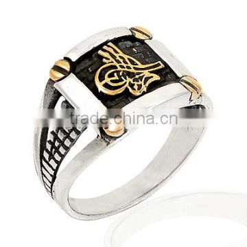 925K Sterling Silver Ottoman Sign Tugra Light Men Ring