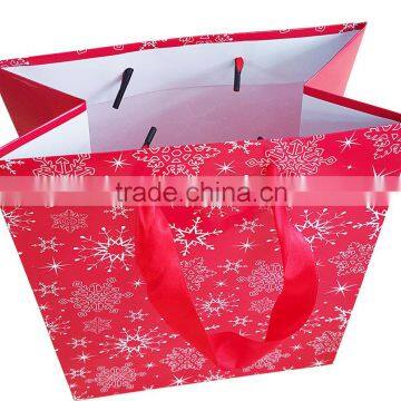 snowflake printed logo christmas paper shopping bags with best price