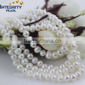 6mm A potato normal quality real freshwater natural white pearl strand