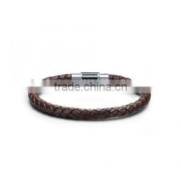 Wholesale Cheap Custom Custom Braided Leather Bracelets With Stainless Steel for Logo photo-2