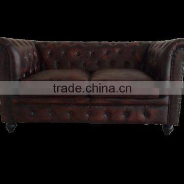 Chesterfield Leather Sofa ,chesterfields 2 seater Dark Brown Color Sofa