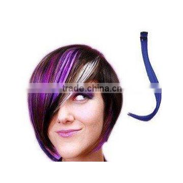 100% Remy Human Hair Extensions Clip In Streaks - Electric Blue