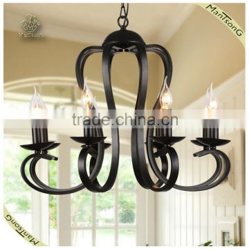 Home decorative classic black wrought iron chandelier,candle chandelier pendant light