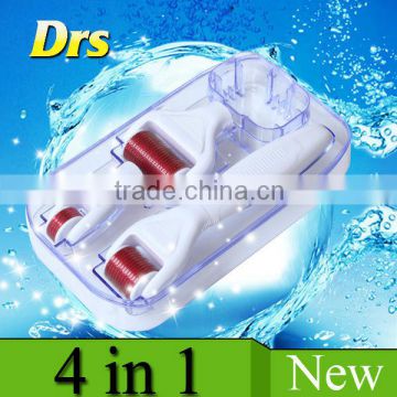 Microneedle derma roller 4 in 1 titanium 300/720/1200 needles with 3 replaceable rollers