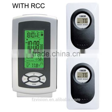 Home Wilreless Backlight Weather Station with weather forcast, Outdoor 2 Remote Transmitter Digital Alarm Clock