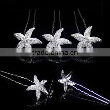 HP229 New Crystal Starfish Hairpin Clip Jewelry photo-4