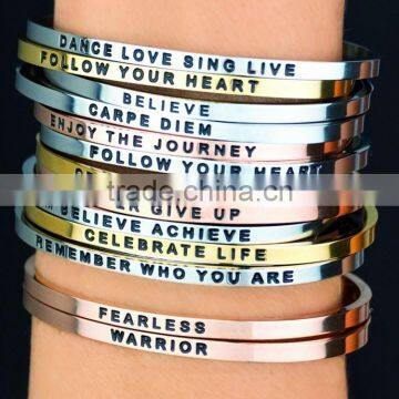 Stainless Steel Message Bangle Girls' New Top Designer Activity Bracelet photo-2