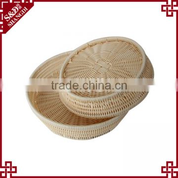 New design fancy plastic pe rattan handcraft woven stackable baskets