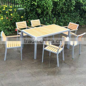 Современный обеденный набор для гостиной с алюминиевым каркасом и тейковым деревом photo-2