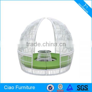 Rattan wicker furniture round gets stuck sofa