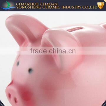 Hot Sale Cute Ceramic Pink Piggy Coin Bank by Spray Color photo-2