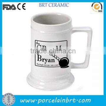 beautiful white ceramic custom shape beer mug