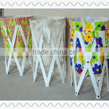 High Quality Round Home Foldable Laundry Storage Basket With Wood photo-3