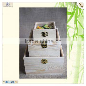 Wholesale Square Glass Lid Wooden Flower Rose Box