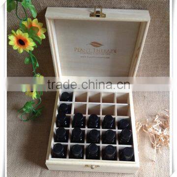 Free samples Exclusive Design wooden essential oil storage box wooden packing gift box wholesale with 25grids