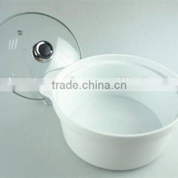 Great White Ceramic Cooking Pot With Two Handles, Porcelain Tureen With Glass Cover photo-2