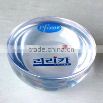 Clear resin half sphere paperweight pills gift premium