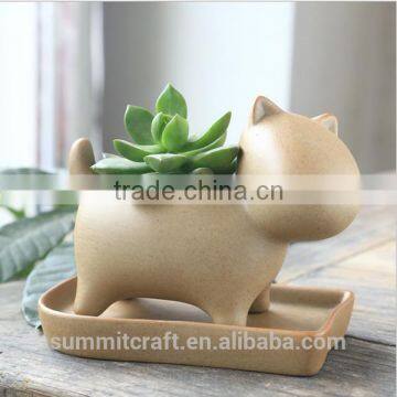 Small Animal Cat Dog Hippo Shape Flower Pot Pottery Pot photo-3