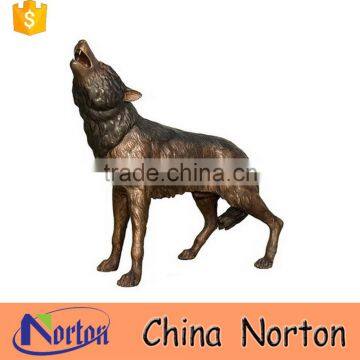 large bronze howling wolf sculpture landscape decor NTBA-W004Y