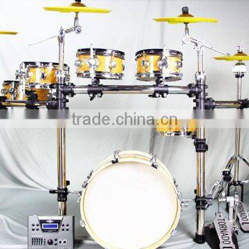 6 pc Wooden Chamber Pvc Cover Electronic Drum Kits photo-5