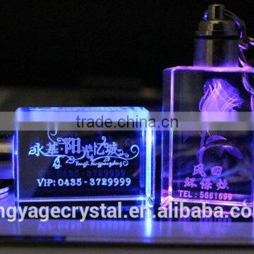 3D Laser Engraved Cube Crystal Led Keychain Photo Led Crystal Keychain photo-3