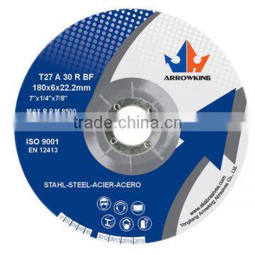 7"(180x6x22.2mm) Depressed Center Resin Bonded Reinforced Grinding Wheel For Metal