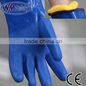 NMSAFETY chemical resistant blue PVC gloves superior gripping quality gloves/safety gloves