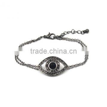 gun metal chain bracelet rhinestone evil eye gun metal plated charm bracelet