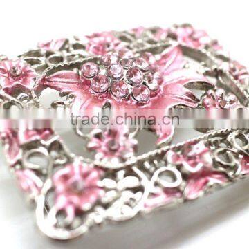 Belt Buckle With Painting Gems Rhinetone, Hot Sale Embellished Buckle, Zinc Alloy Embellishment Floral Design photo-2