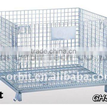 Service Supplies Folding Stackable Container Wire Mesh Basket Warehouse Cage
