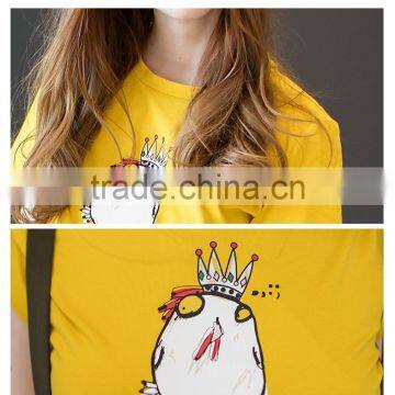 Custom Cotton Printing T Shirts Cartoon White O-neck T Shirt Women photo-4