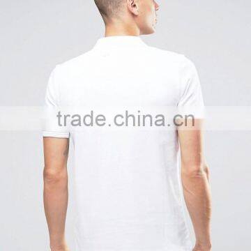 Custom Chest Logo Short Sleeve Button Placket Men's 100% Organic Cotton Breathable Pique 200g Casual White Blank Polo Shirt photo-2