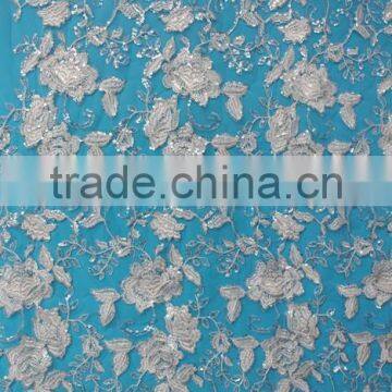 Organza Bridal Lace Trim with Pearls and Clear Sequins for Wedding Dresses Garments