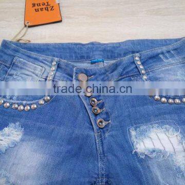 GZY Slim and Springy Women Ripped Mixed Jeans Wholesale Stock Export China 2017 Factory African Model photo-3