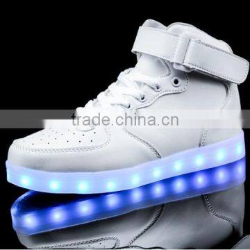 High Top PU Upper Colorful Lights Sneakers Led Shoe Stock photo-2