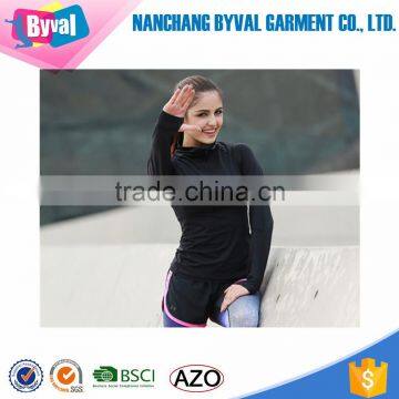 Wholesale Women Half Zip Long Sleeve Dry Fit Plain Sports T-Shirts photo-6