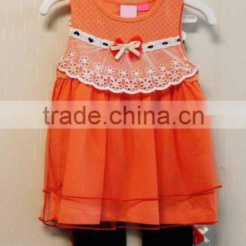 Hot Sale Children Girls Dress Set Knitted Summer 2Pcs Dress Set