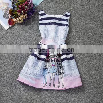 baby girl party dress children frocks designs kids printing dress#F0066