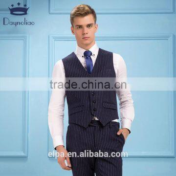Daynoliao 2016 Latest Men Dress Business Suits Blue Vertical Stripe 3 Pieces Design Men Suits for Wedding photo-4