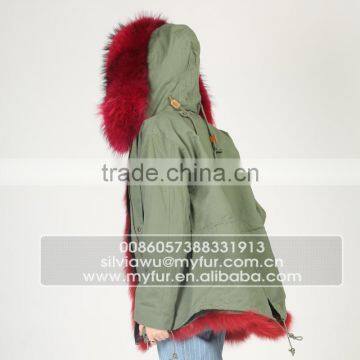 Myfur Fashion Army Green Parka With Fox Fur Lining And Big Size Raccoon Fur Hooded Parka photo-6